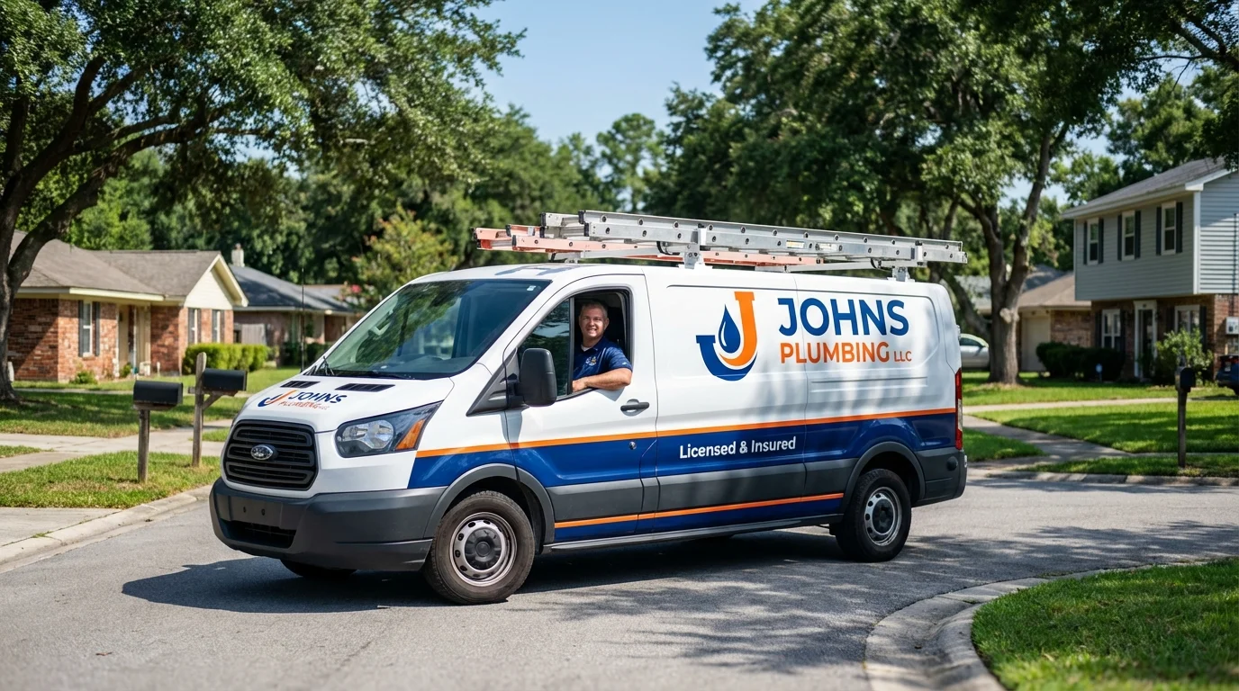 Johns Plumbing LLC service van in Guernsey, WY