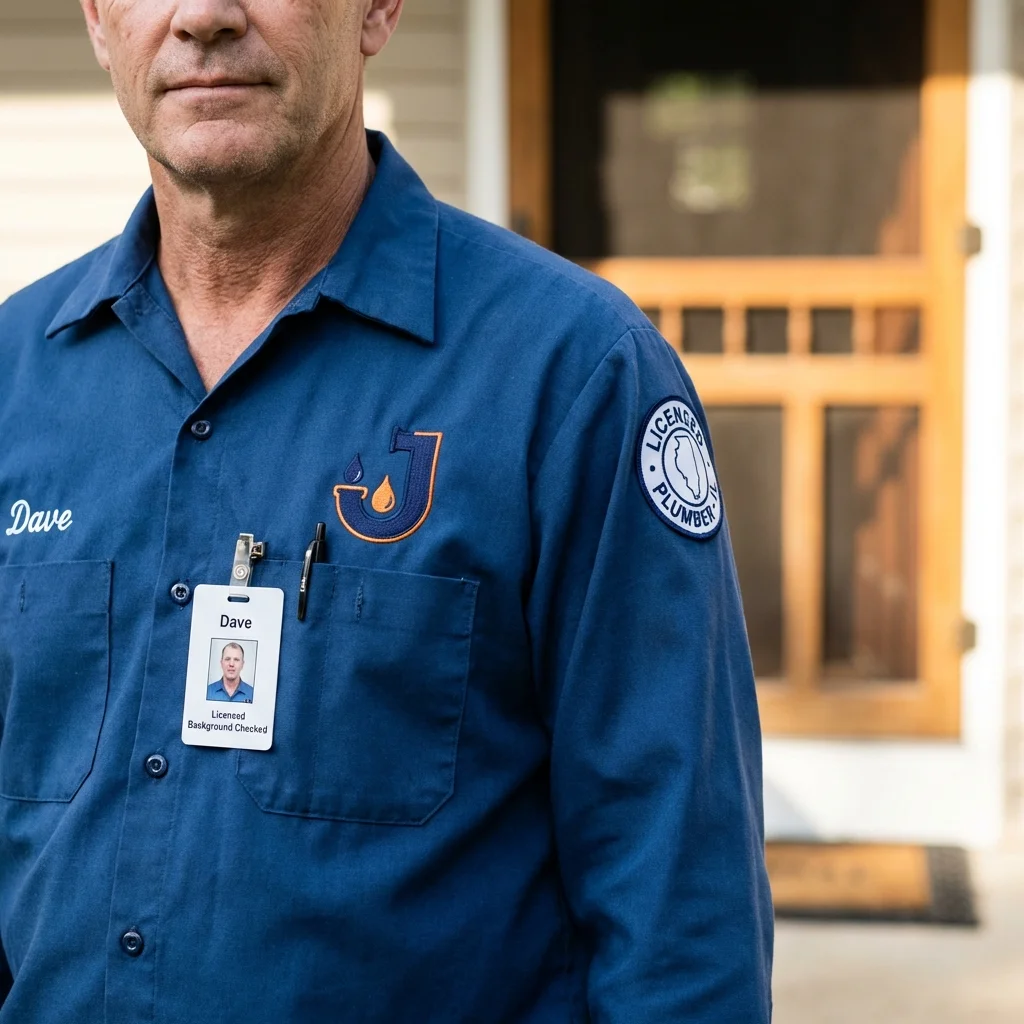 Licensed plumber showing ID badge in Guernsey, WY